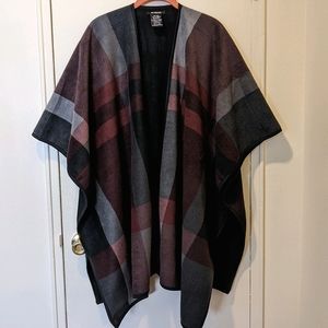 Red and grey plaid wrap